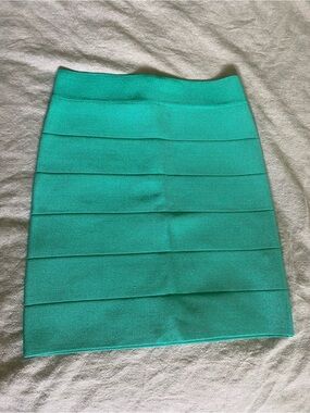 bebe Teal Bandage Pencil Skirt